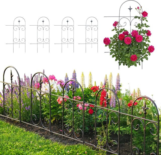 Relaxdays Beeteinfassung 5er Set aus Stahl in Schwarz pulverbeschichtet zur Gestaltung von Garten, Blumenbeeten, Rasenflächen und Gehwegen - Bild 1