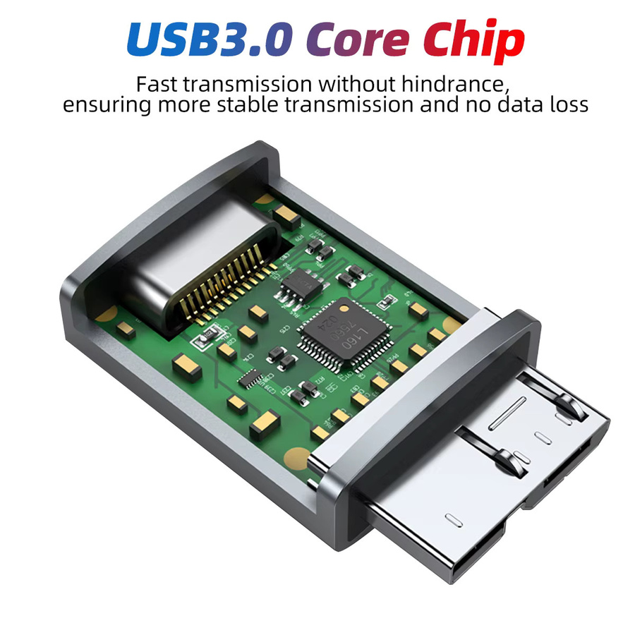 Anmone USB-C auf Micro-B USB 3.0 Adapter in Silber für externe Festplatten und HDD-Kabel - Bild 4