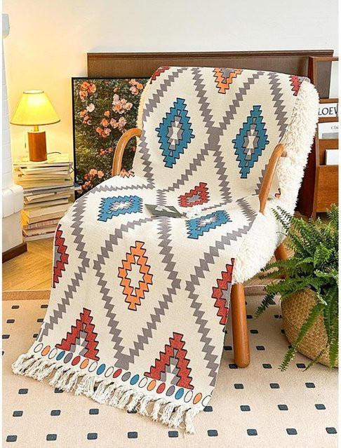 Super Six Sofabezug aus Baumwolle und Leinen im Retro-Stil, Mehrfarbig, Breite: 60 cm, Tiefe: 130 cm - Bild 1