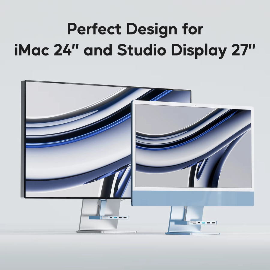PULWTOP iMac USB-Hub in Blau mit USB-C 10Gbps, USB-A 2.0 und SD/TF-Kartenleser für iMac 24-Zoll und Studio Display 27-Zoll - Bild 2