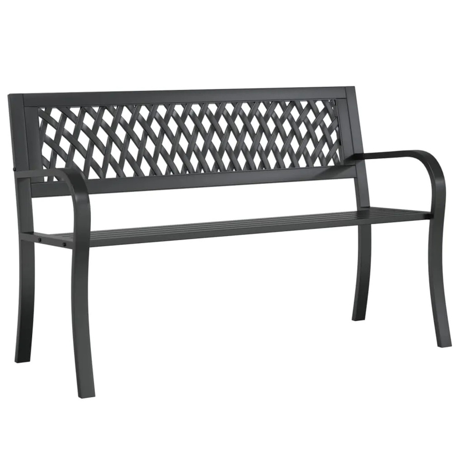 furnicato Gartenbank aus Stahl mit Armlehnen in Schwarz, B/T/H: 120 x 53 x 75 cm - Bild 2