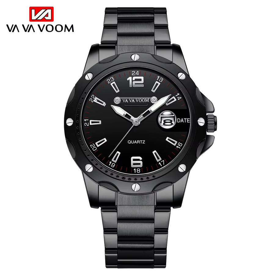 VA VA VOOM Armbanduhr Edelstahl, Quarz, 43 mm, Schwarz, Herren - Bild 6
