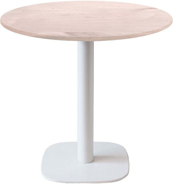RestooTab Tisch Round runder Bistrotisch mit Birke-Platte und weißem Gestell, Höhe: 75 cm, Durchmesser: 70 cm - Bild 1