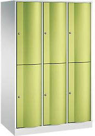 C+P Garderobenspind Resisto aus Stahl mit 3 Abteilen und 6 Fächern, Lichtgrau/Clowngrün, B/T/H: 114,8 x 64,0 x 195,0 cm - Bild 1