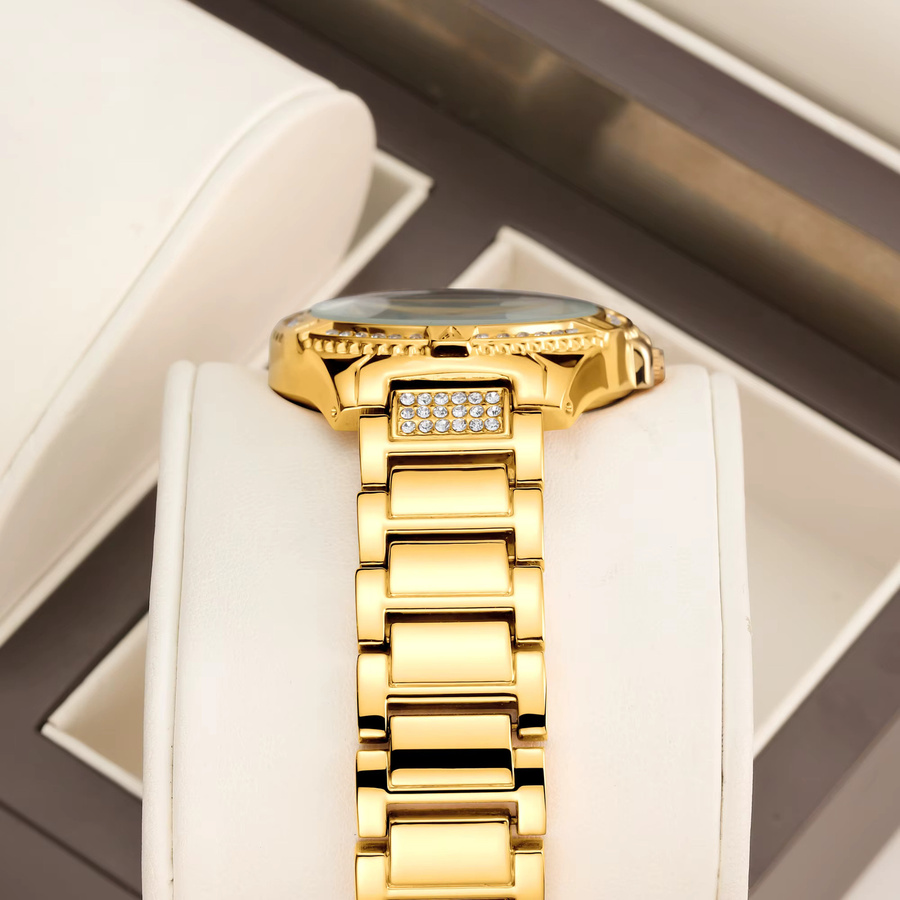 YaLaLuSi Armbanduhr, Quarz, Edelstahl, Bicolor, Gold, Diamantbesetzt, Damen - Bild 3