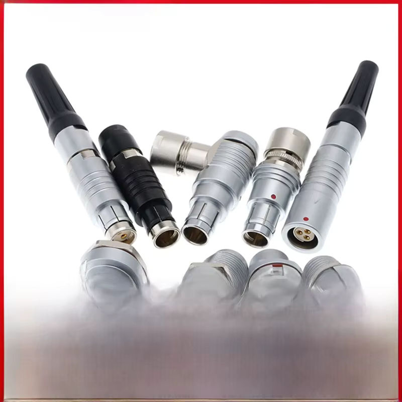 Fischer Kompatibler 12-poliger Stecker und Buchse mit Halbmond-Positionierungsstift in Silber - Bild 3