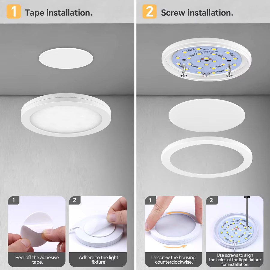 Lcamaw LED-Deckenleuchte Weiß, 5 W, 12 V, dimmbar mit Touch-Sensor, runde Puck-Leuchte für Schrank, Regal und Küche - Bild 5