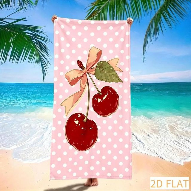 Kirschblüten-Badehandtuch von JMG Household Supplies, Mikrofaser mit rosa Streifenmuster, sandfrei und schnelltrocknend, B/H: 50 x 100 cm - Bild 1