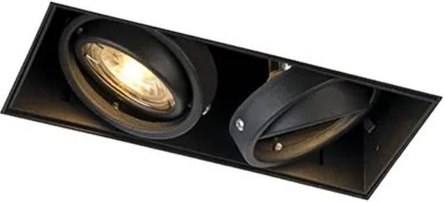QAZQA Einbaustrahler Oneon 2 Schwarz Rahmenlos, 2-flammig, drehbar und neigbar, dimmbar, GU10 - Bild 1