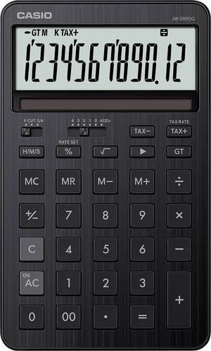 Casio Tischrechner JW-200DQ Schwarz mit LC-Display, 12 Stellen, kaufmännische Rundung, Mehrwertsteuer-Funktion und Batterie-/Solarbetrieb, B: 109 mm, H: 182 mm, T: 20,4 mm - Bild 1