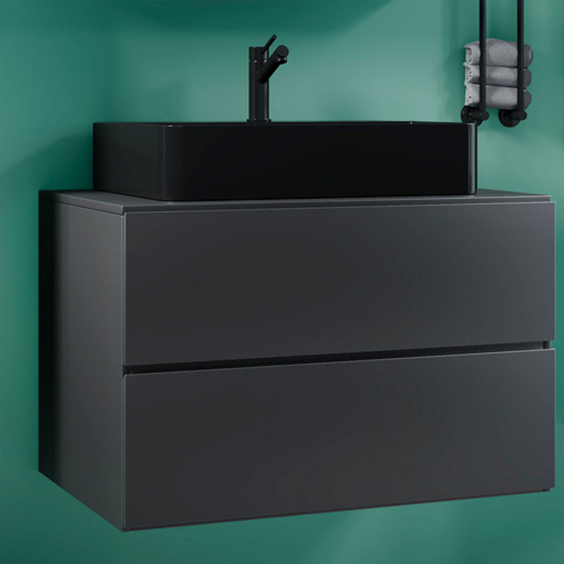 VCM Waschplatz-Set Lendas S BL, 2-tlg. Badmöbel Set mit Waschbecken aus Keramik und Unterschrank mit zwei Schubladen, Breite: 80 cm, Anthrazit/Grau/Schwarz - Bild 3