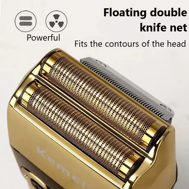 Kemei Ersatz-Schneidkopf mit Goldfolie und Messernetz für Elektrorasierer KM-2028 in Gold - Bild 3