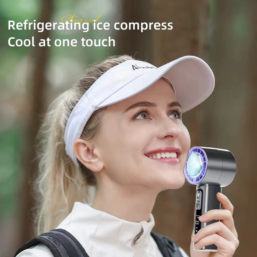 XIAOTREE Tragbarer Hand-Turbo-Ventilator in Grau mit 100 Windgeschwindigkeiten und Akkubetrieb - Bild 5