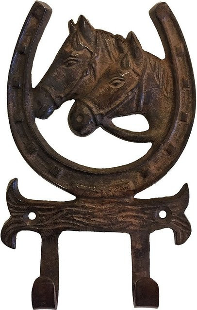Rustikale Wandgarderobe Hufeisen aus Gusseisen in Antik-Braun, Höhe: 14 cm, Breite: 9 cm - Bild 1