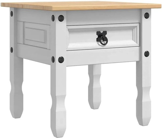 vidaXL Beistelltisch Corona aus massivem Kiefernholz in Weiß, B/T/H: 50 x 50 x 50 cm - Bild 1