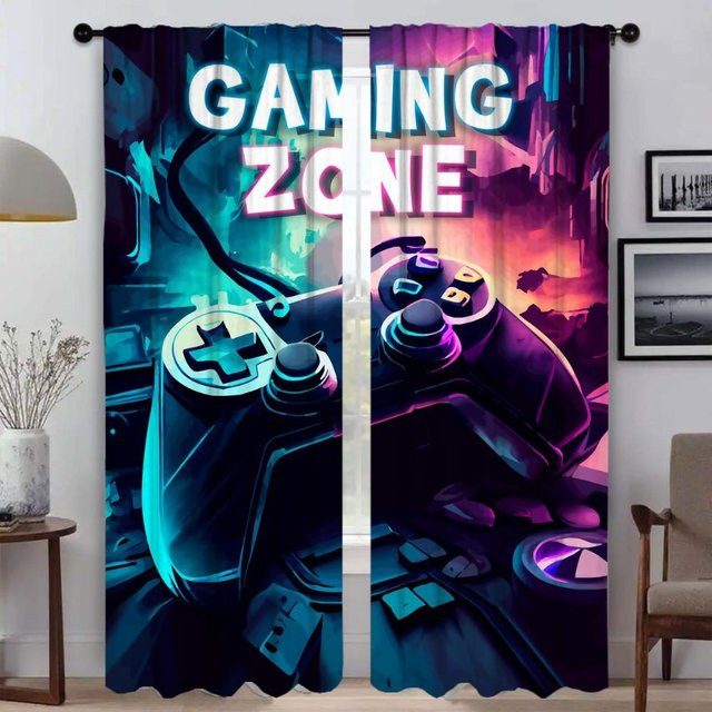 Verdunkelungsvorhänge für dein Zimmer, 2 Paneele mit Grafik-Design, Mehrfarbig, B: 50 cm, H: 70 cm - Bild 1