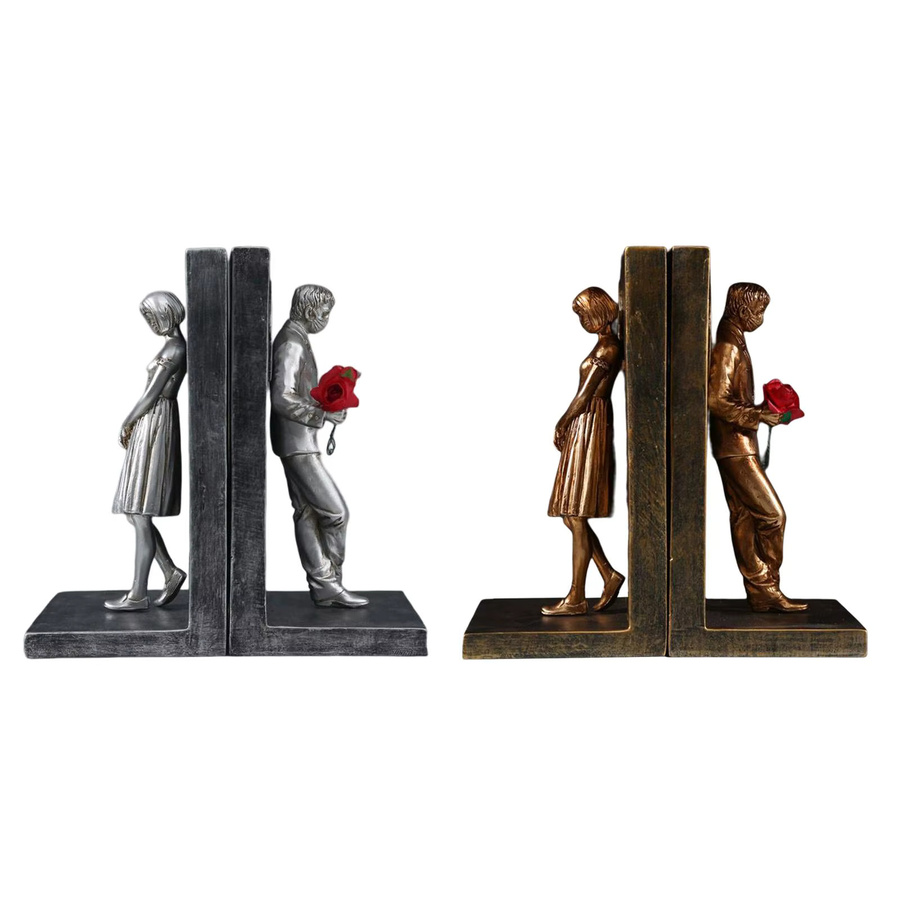 Dekorative Buchstützen von Sharprepublic aus Kunstharz in Silber, moderner Buchhalter für Schreibtisch und Bücherregal - Bild 2