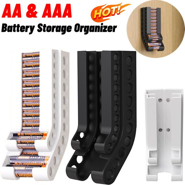 APWIKOGER Batterie-Aufbewahrungs-Organizer in Schwarz mit Wandhalterung für 10 AAA- und 10 AA-Batterien - Bild 1