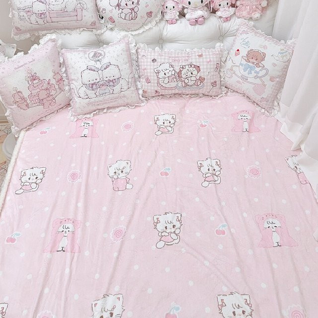 Bandai Anime Mikko Fleece-Decke Pink für Büro und Wohnheim - Bild 1