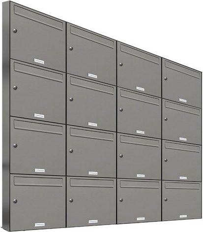 AL Briefkasten-System für 16 Parteien, Aufputzmontage, grau, B/H/T: 153,2 x 136,8 x 11,6 cm - Bild 1