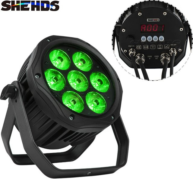 SHEHDS Professioneller LED Effektstrahler IP65 RGBWA + UV 6in1 DMX Outdoor Floodlight Schwarz - Bild 1