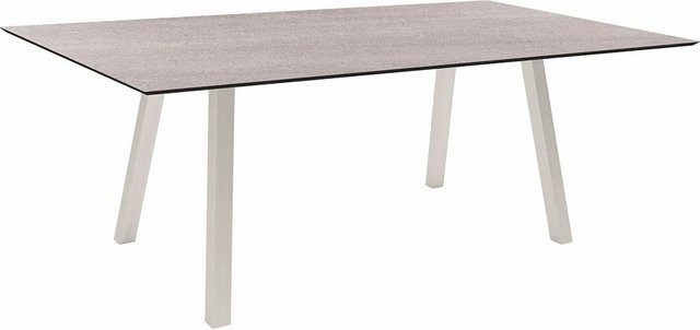 Stern Tisch Interno mit Edelstahl Vierkantrohr und Silverstar 2.0 Stone light Tischplatte in Silver/Grey, B/T/H: 180 x 100 x 75 cm - Bild 1