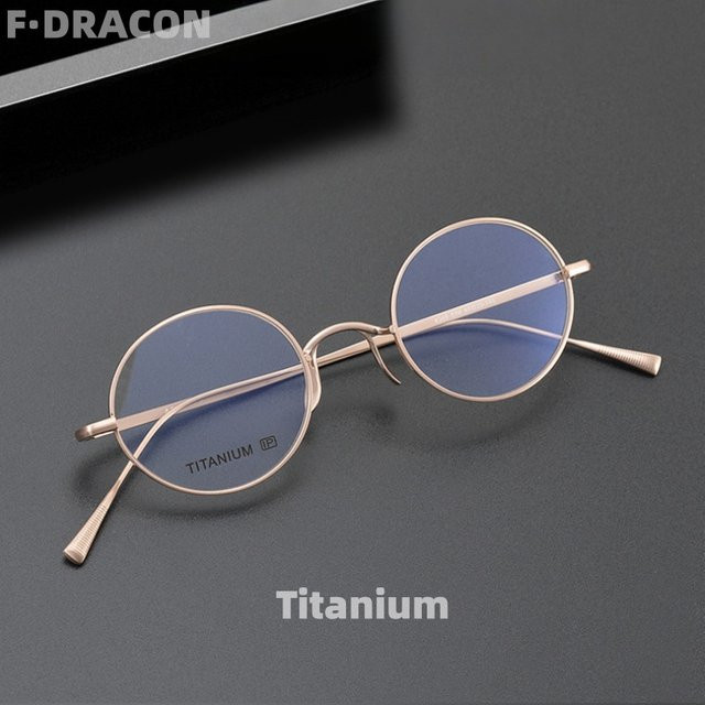 F·DRACON KJ48T Korrektionsbrille, Titan, rund, Vollrand, Gold, Unisex - Bild 1