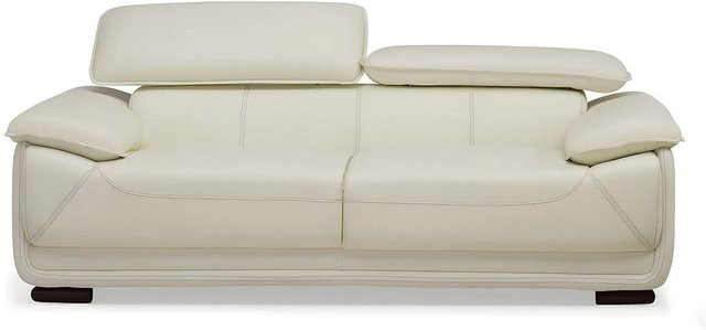 Vente-unique Sofa Macelo in Elfenbein, modernes Polstersofa mit verstellbarer Kopfstütze und Kunstlederbezug, Breite: 204 cm - Bild 1