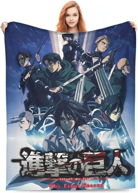 Attack on Titan Anime Manga Fleece-Kuscheldecke von BestDream001, Mehrfarbig, B/H: 75 x 90 cm - Bild 1