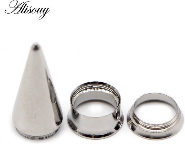 Alisouy Ohrstöpsel-Tunnelmessgerät-Set, Edelstahl, Silber, Damen - Bild 1
