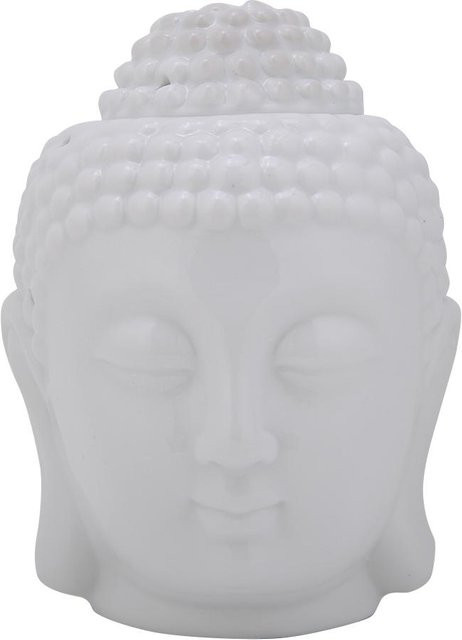 Tooarts Keramik Ätherisches Öl Brenner und Weihrauch Diffusor in Form eines weißen Buddha-Kopfes mit Kerzenhalter für Tealights - Bild 1