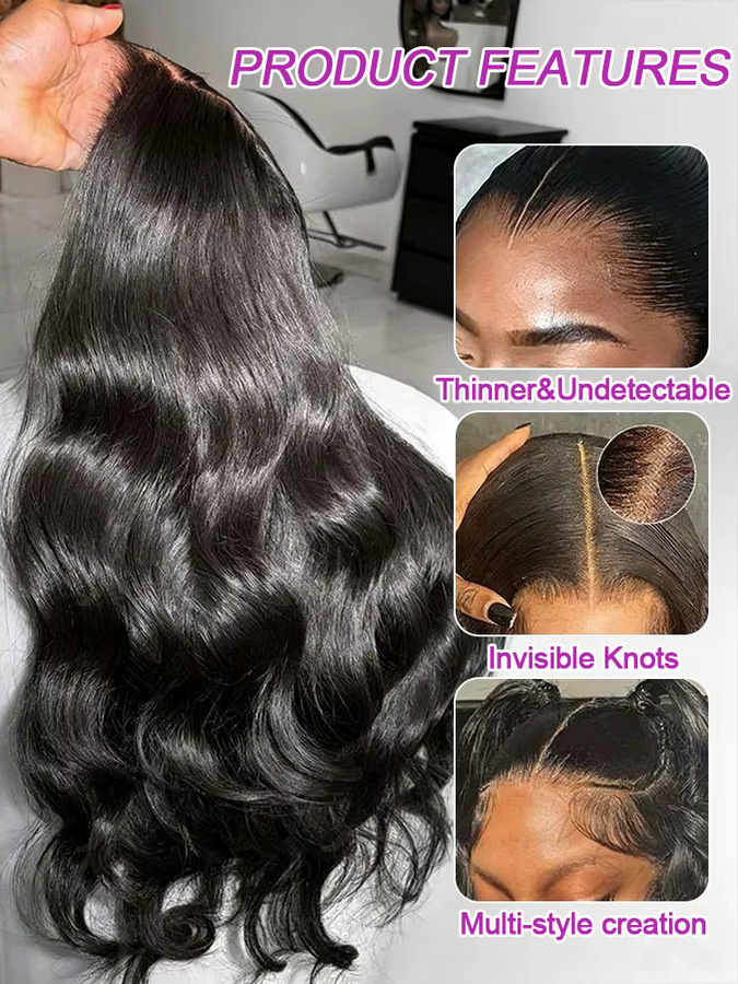 HJ WEAVE BEAUTY Body Wave Lace Front Perücke, 100% Echthaar, Damen - Bild 3