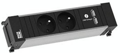 Bachmann 916.112 Steckdosenleiste mit USB-A Anschlüssen in Aluminium und Schwarz mit Schutzkontakt - Bild 1