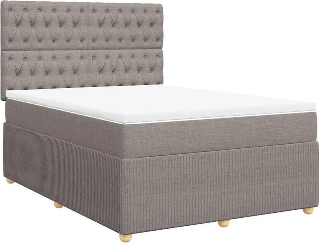 vidaXL Boxspringbett mit Matratze Hybrid-Design in Taupe, Weiß und Grau, B/T/H: 160 x 200 x 140,5 cm - Bild 1