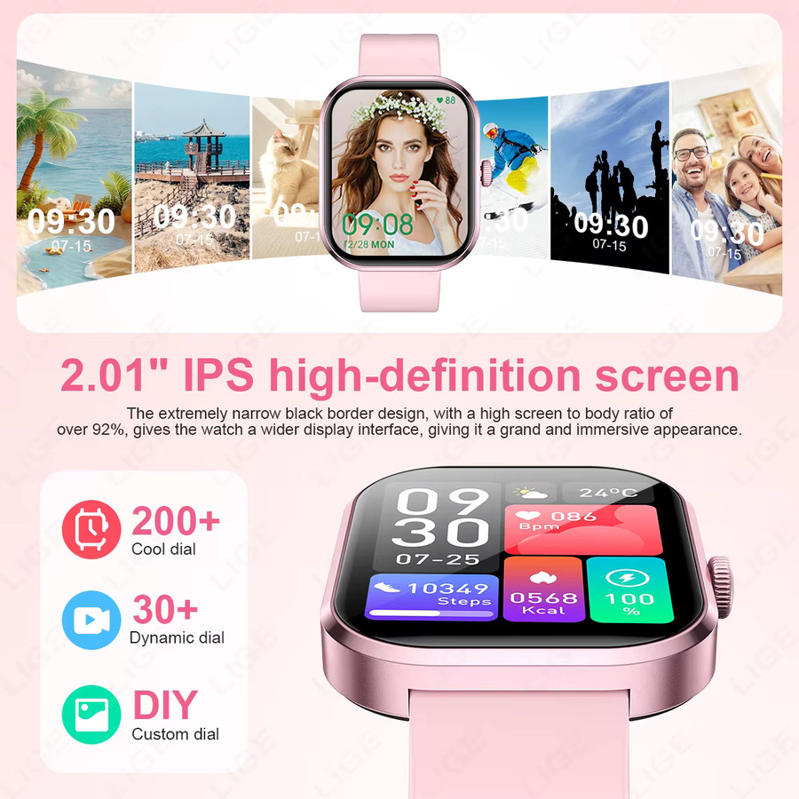 Lige Smartwatch für Damen in Pink mit Bluetooth Calling, Sportarmband und Gesundheitsmonitor für Android und iOS - Bild 4