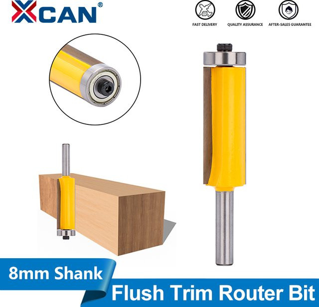 XCAN Flush Trim Musterfräser mit Top-Lager aus Hartmetall, Schaft: 8 mm, Farbe: Gelb - Bild 1