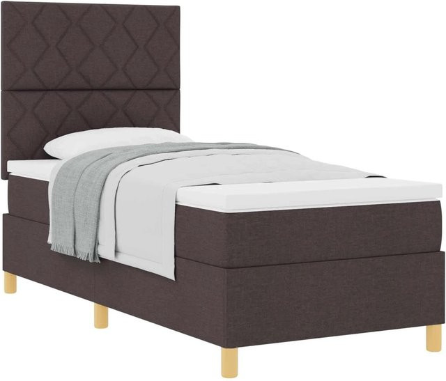 vidaXL Boxspringbett mit Matratze und Taschenfederkern in Braun, B/T/H: 100 x 200 x 280 cm - Bild 1