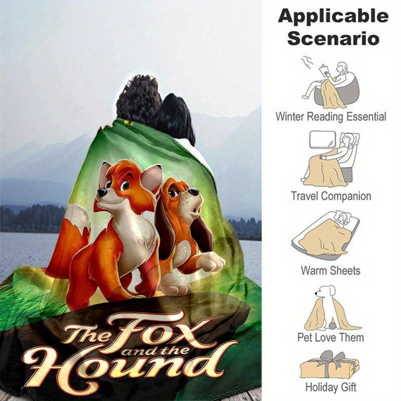 Living Need Y Flanell-Kuscheldecke mit Fuchs- und Hundemotiv, Mehrfarbig, B/B: 80 x 120 cm - Bild 2