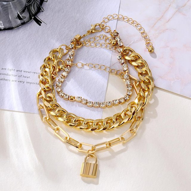 Miss Jing Armband, 6-teiliger Satz, Aluminiumlegierung, Gold, Kristall, Damen - Bild 1
