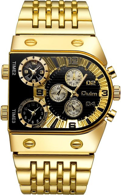 Oulm Armbanduhr, Quarz, Edelstahl, Gold, Schwarz, Herren - Bild 1