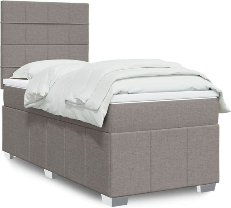 Vidaxl Boxspringbett mit Matratze in Taupe meliert und Weiß, Modernes Design aus Stoff und Holzwerkstoff, B/T/H: 200 x 80 x 150,5 cm - Bild 1