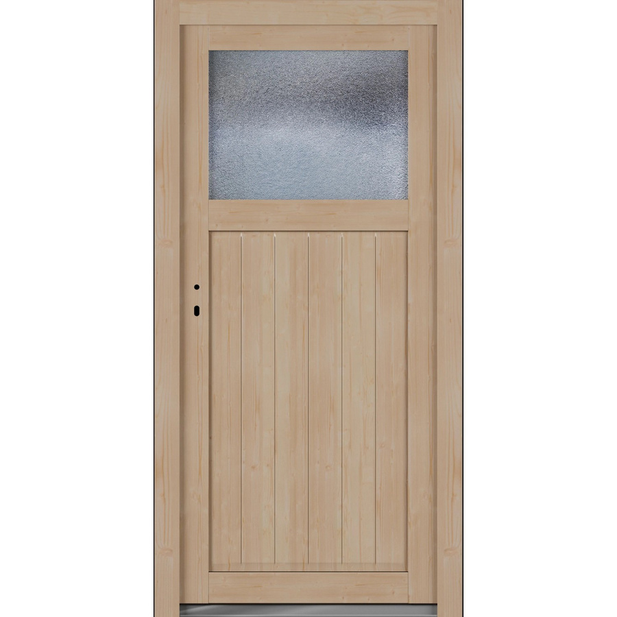 Roro Nebeneingangstür OHE 1002 Fichte mit Glaseinsatz, Farbe Beige/Braun, B: 98 cm, H: 198 cm, DIN Links - Bild 2