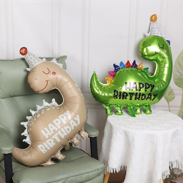 ZQCXLD Dinosaurier-Aluminiumfolienballon in Braun und Grün für deine Geburtstagsdeko - Bild 1