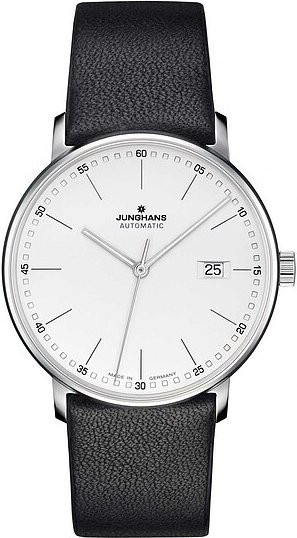 Junghans Armbanduhr Automatik, Edelstahl, Leder, Silber, Herren - Bild 1