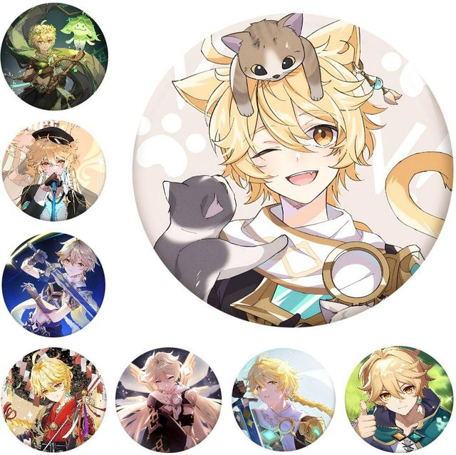 Aether Genshin Impact Spiel Rundes Abzeichen, Brosche, Anstecknadel - Bild 1