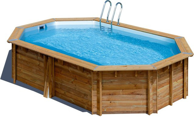 Gre Echtholzpool Canelle 2 Oval in Braun und Blau, B/T/H: 535 x 335 x 117 cm - Bild 1