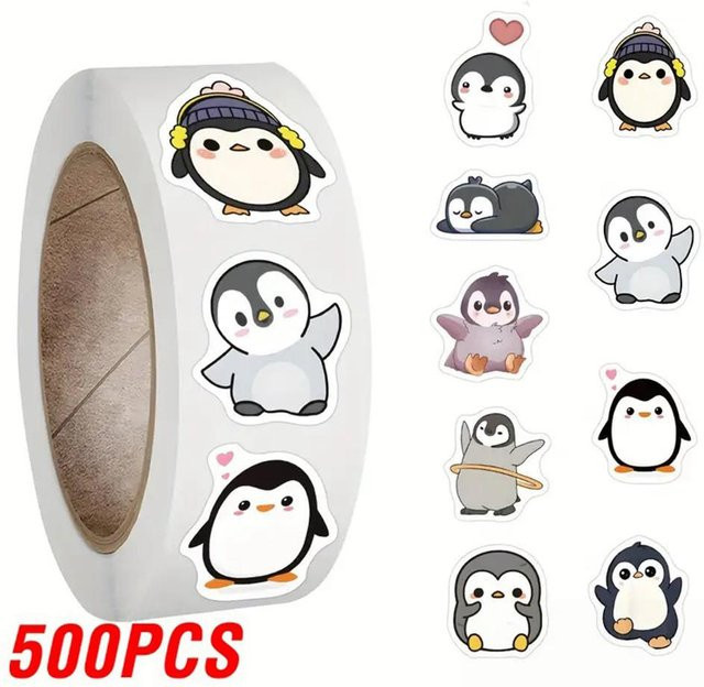 Binchi Outdoor Product Pinguin Tier Aufkleber Set, Cartoon Motiv, Mehrfarbig, 100 Stück - Bild 1