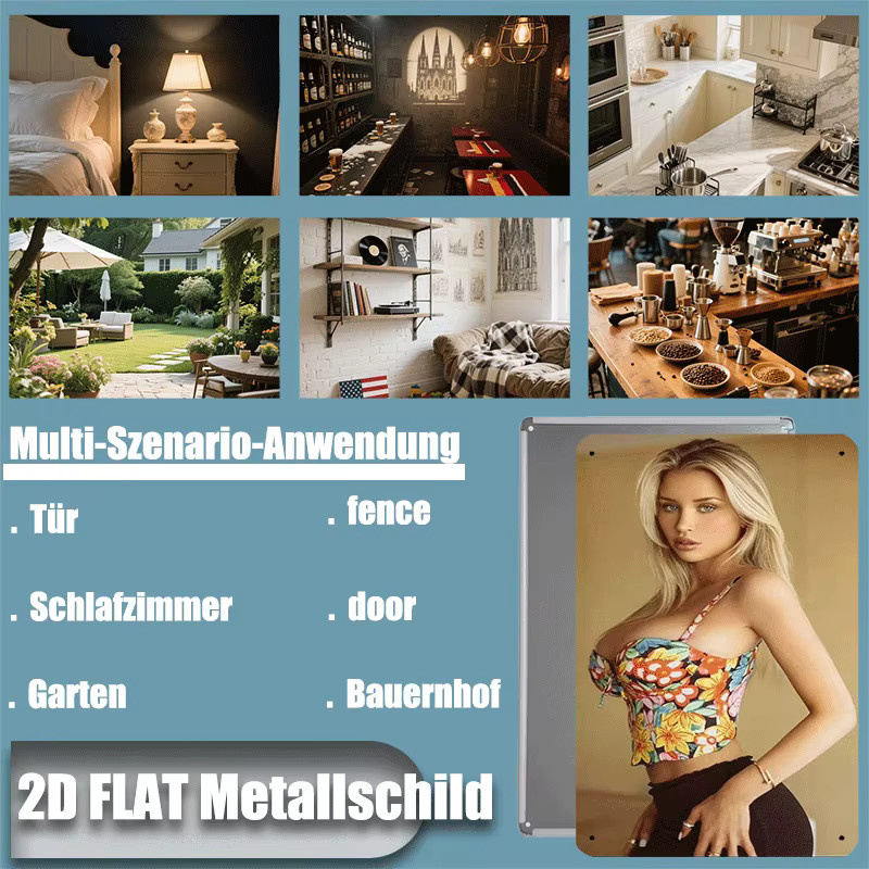 CIFBUY Vintage-Wandschild aus Metall mit floralem Design in Multicolour, B/H: 20,3 x 30,5 cm - Bild 2