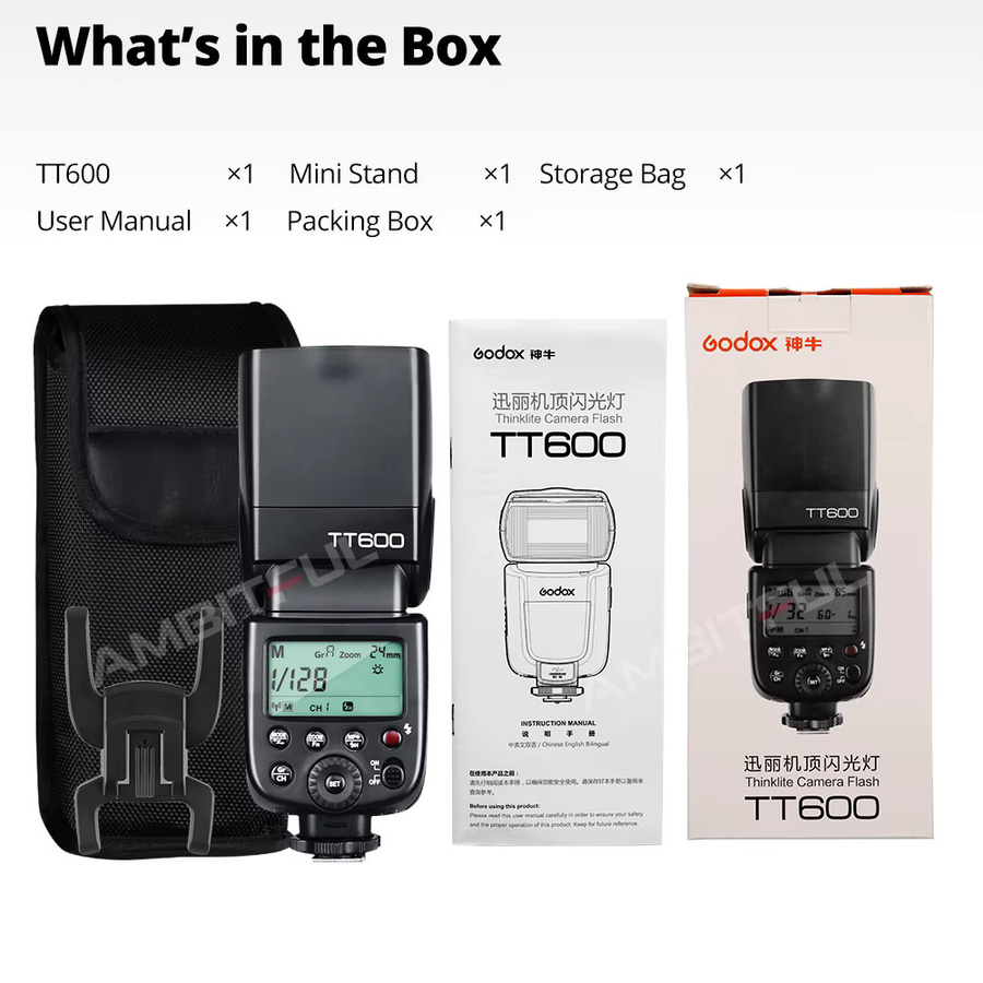 Godox TT600 Kamera-Blitzgerät mit 2,4G Wireless X-System in Schwarz für Canon, Nikon, Sony, Pentax, Olympus, Fuji und Lumix - Bild 5