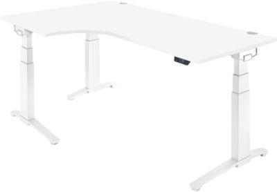 Schäfer Shop Genius Schreibtisch ERGOSTYLE S, elektrisch höhenverstellbarer Eckschreibtisch mit C-Fuß, weiß/weiß, B: 200 cm, T: 80 cm, H: 64,5-130,5 cm - Bild 1